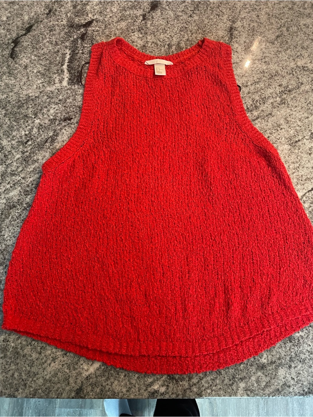 H&M (M) Sleeveless Textured Knit Deep Coral Women's Racerback Tank Top